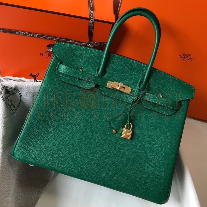 H**me5 Birkin 35 Bag in Vert Vertigo Clemence Leather with GHW Master Quality