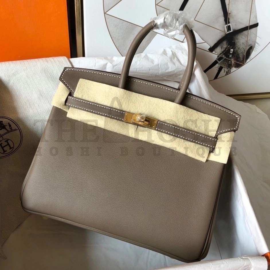 H**me5 Taupe Birkin 25cm Swift Handmade Bag Master Quality