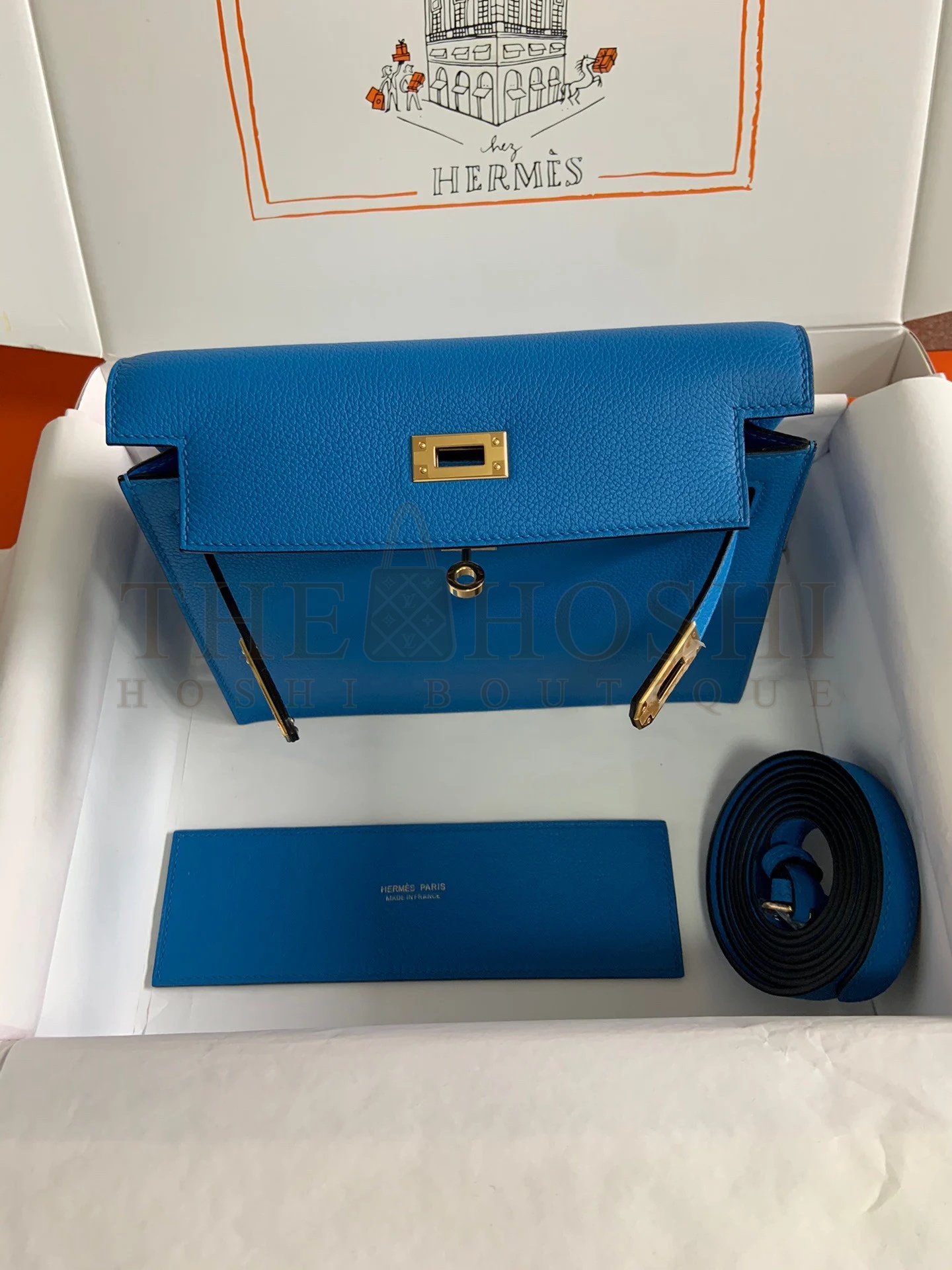 H**me5 Kelly Danse II Handmade Bag In Blue Hydra Evercolor Calfskin Master Quality