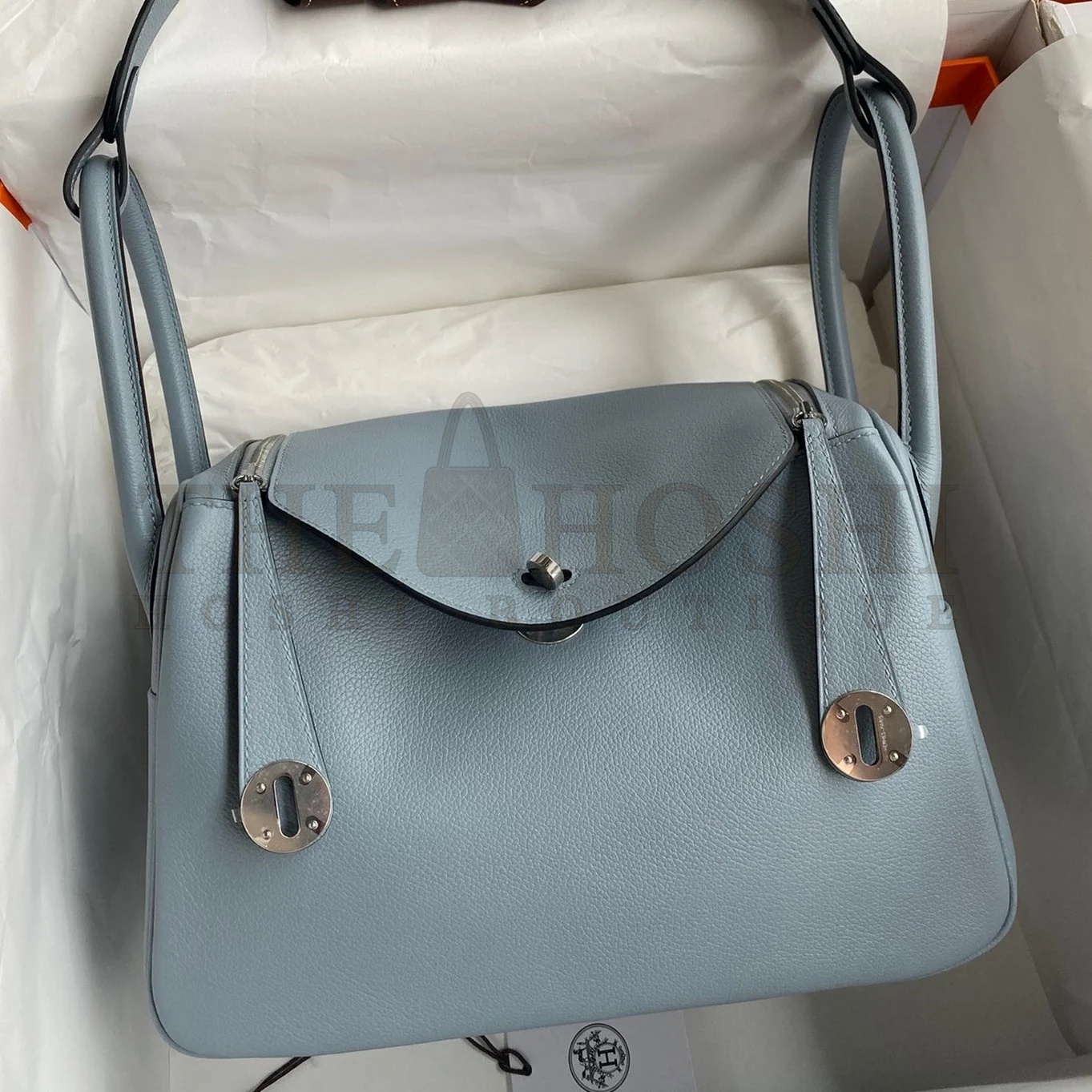 H**me5 Lindy 26 Handmade Bag In Blue Lin Evercolor Leather Master Quality