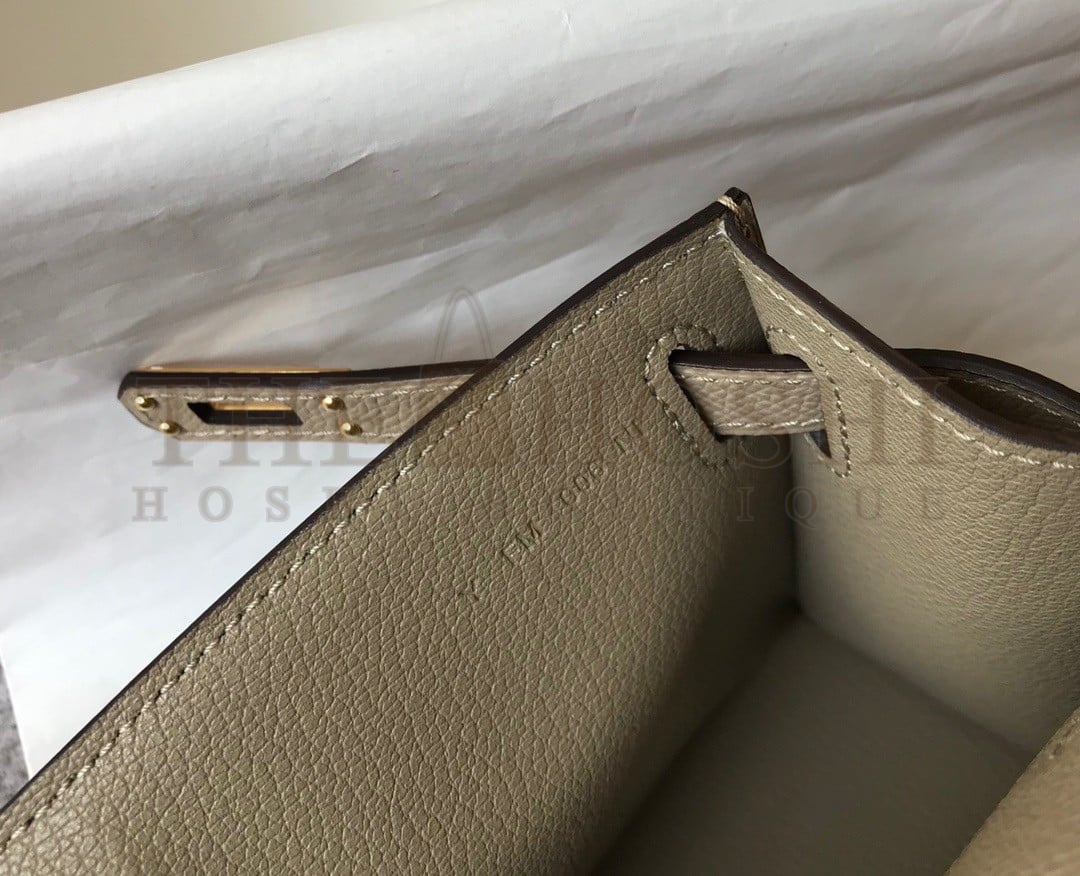 H**me5 Kelly Pochette Clutch Bag In Gris Tourterelle Epsom Leather Master Quality