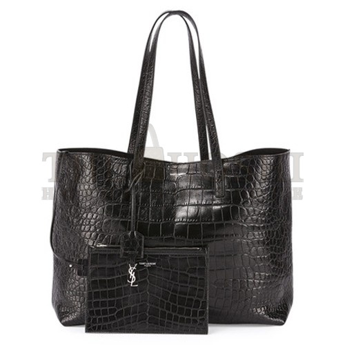 Sa1nt Lau*nt Black Crocodile Embossed Shopping Tote Master Quality