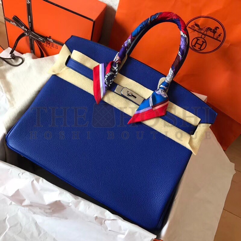 H**me5 Blue Electric Birkin 35cm Clemence Handmade Bag Master Quality