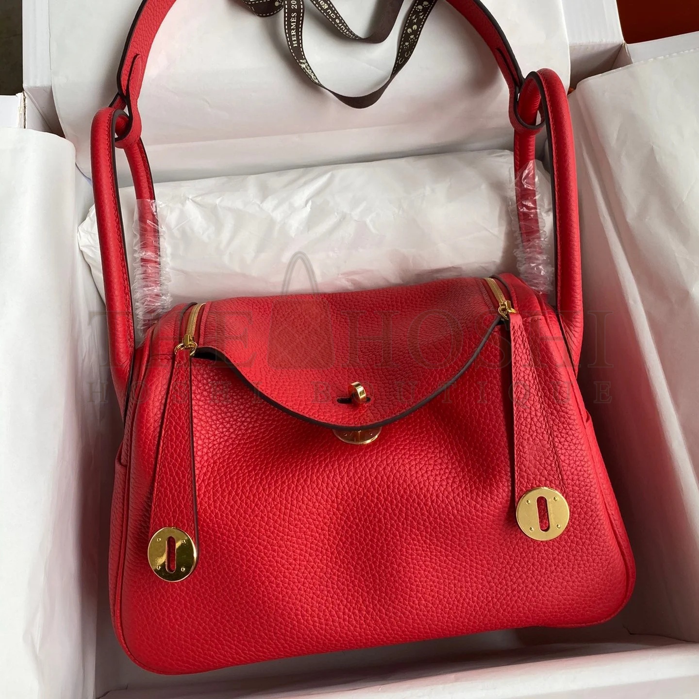 H**me5 Lindy 26 Handmade Bag In Red Clemence Leather Master Quality