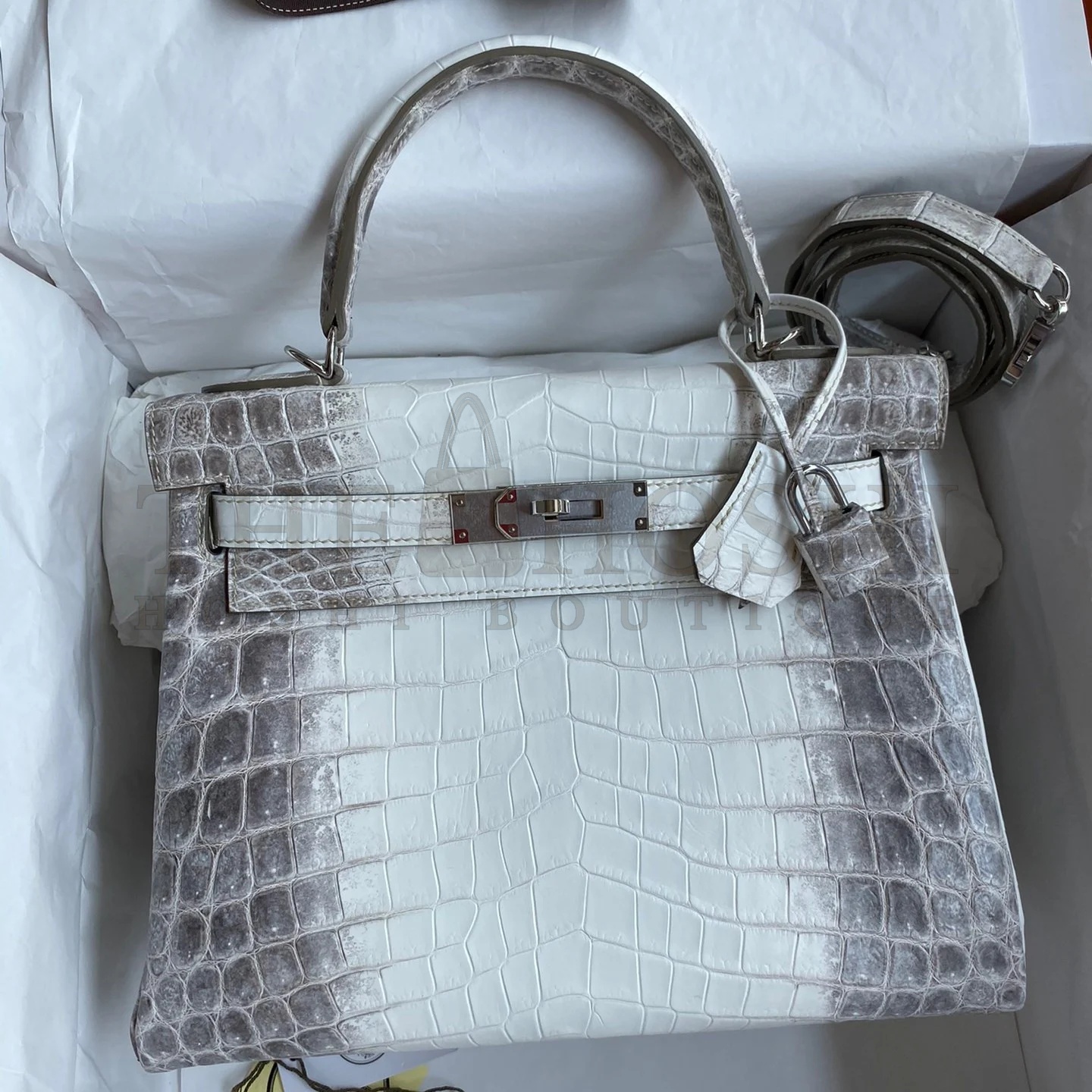 H**me5 Kelly Retourne 28 Handmade Bag In Himalaya Crocodile Niloticus Skin Master Quality