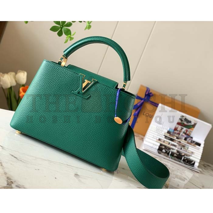 L0vis Vvtt0n LV Women Capucines BB Handbag Emeraude Green Taurillon Leather Master Quality