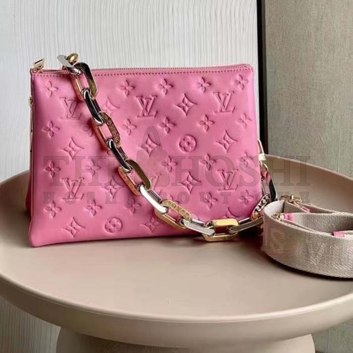L0vis Vvtt0n LV Women Coussin PM Handbag Rose Bonbon Pink Lambskin Cowhide Leather Master Quality