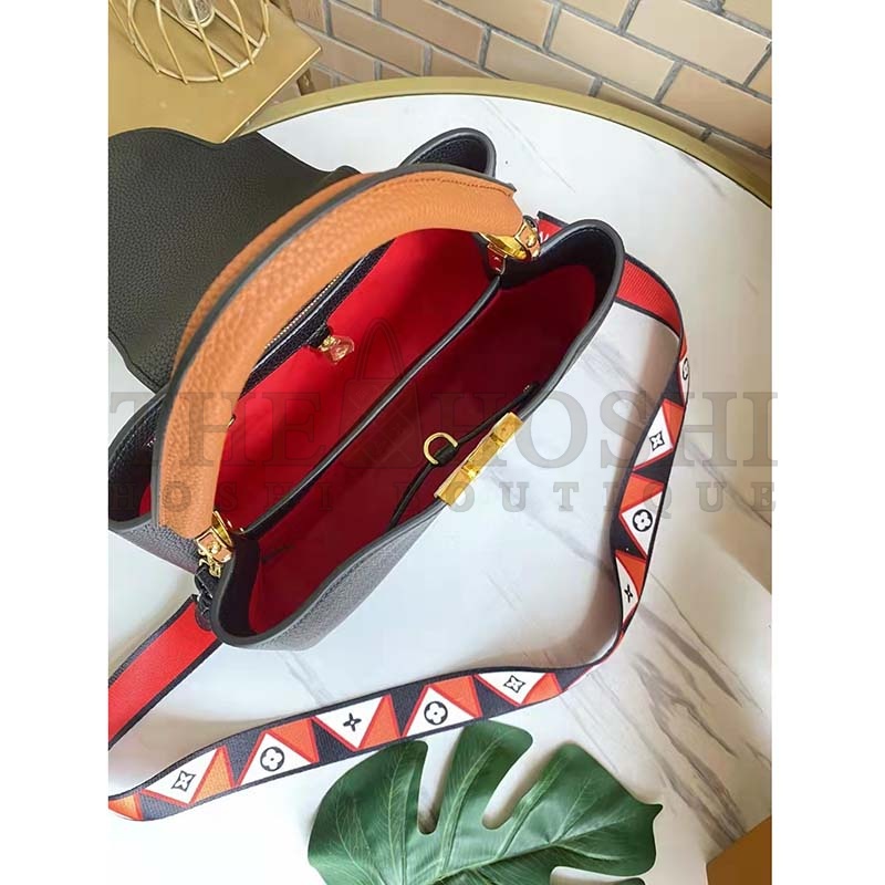 L0vis Vvtt0n LV Women Capucines MM Handbag Noir Black Rouge Taurillon Leather Master Quality