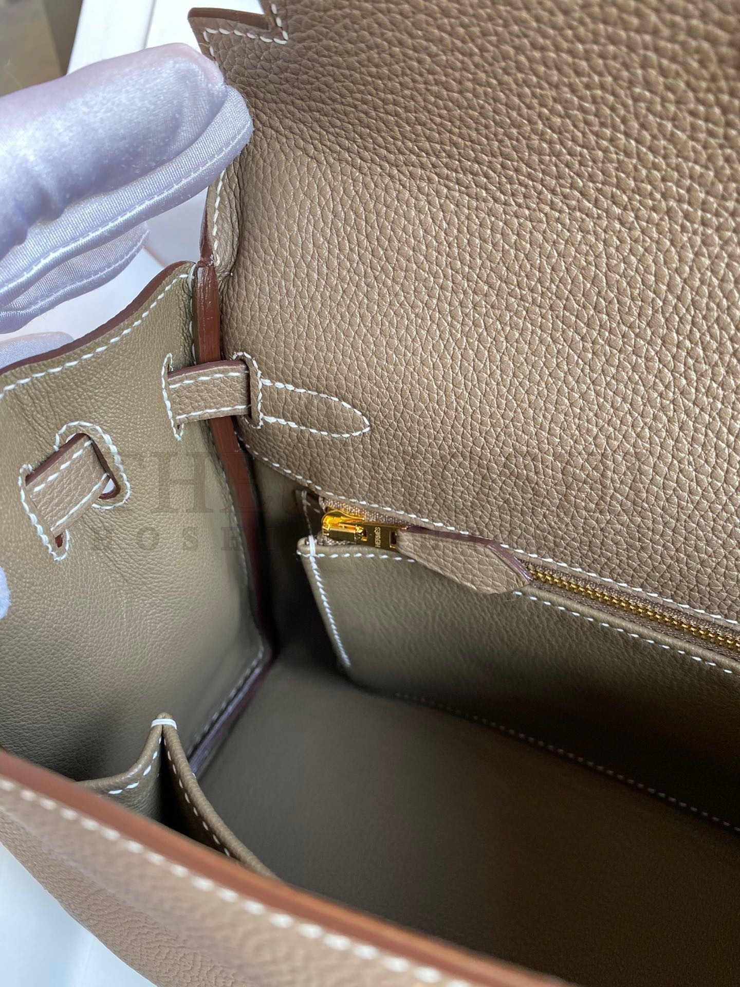 H**me5 Kelly Retourne 25 Handmade Bag In Taupe Clemence Leather Master Quality