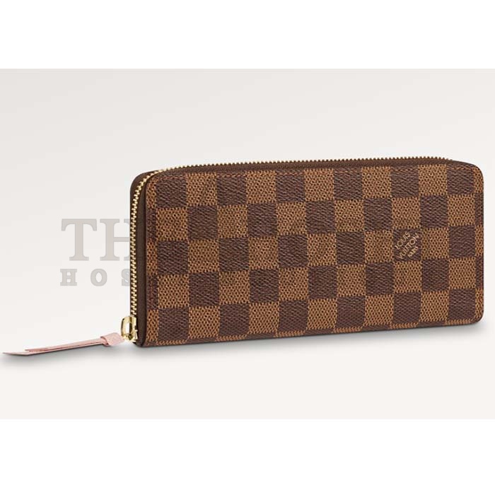 L0vis Vvtt0n LV Unisex Clémence Wallet Brown Pink Damier Ebene Coated Canvas Master Quality