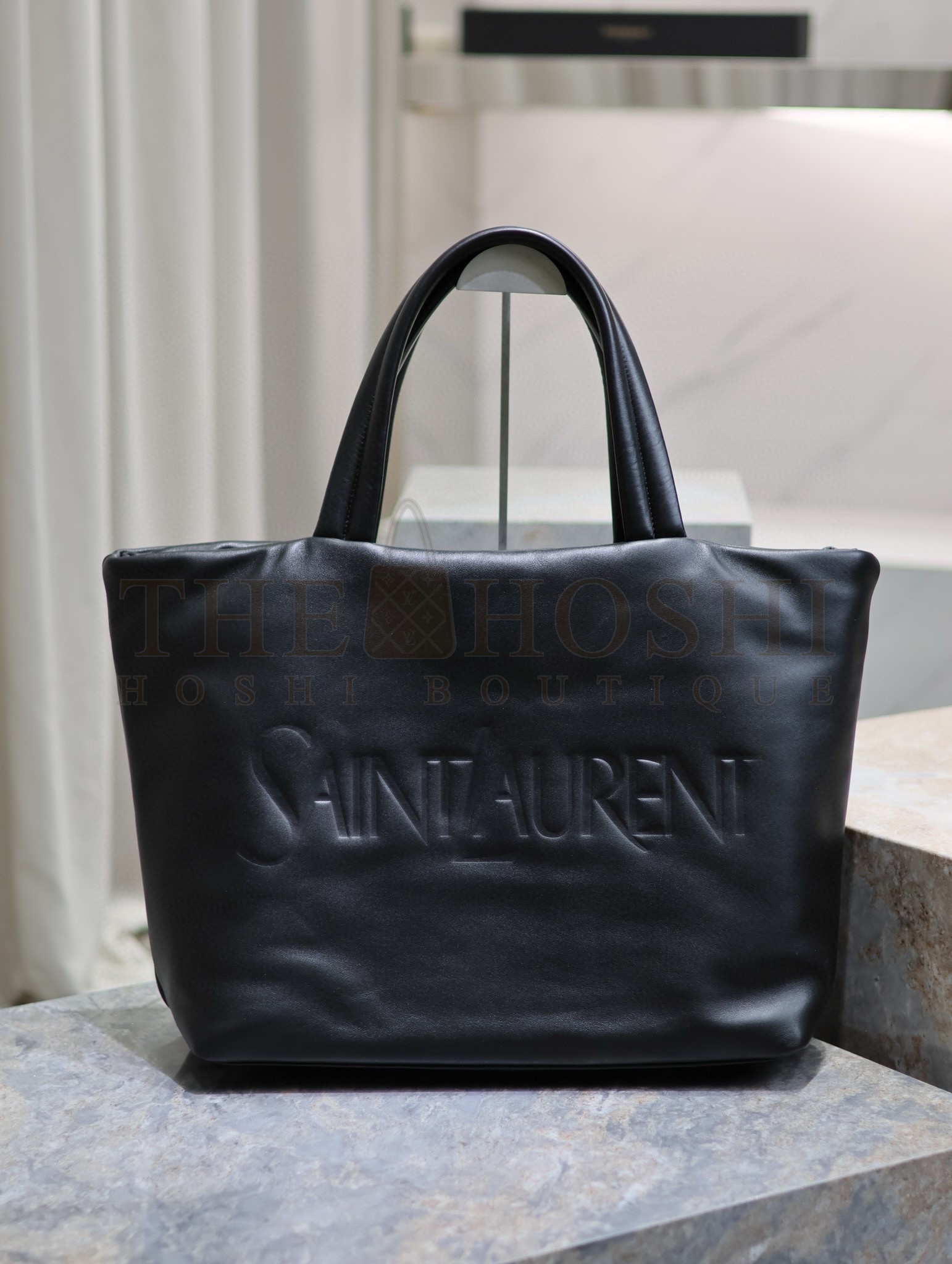 Sa1nt Lau*nt Wide Puffer Tote Bag in Black Nappa Lambskin Master Quality