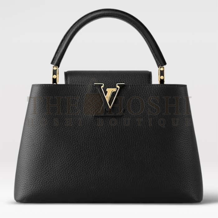 L0vis Vvtt0n LV Women Capucines MM Handbag Black Taurillon Cowhide Leather Master Quality