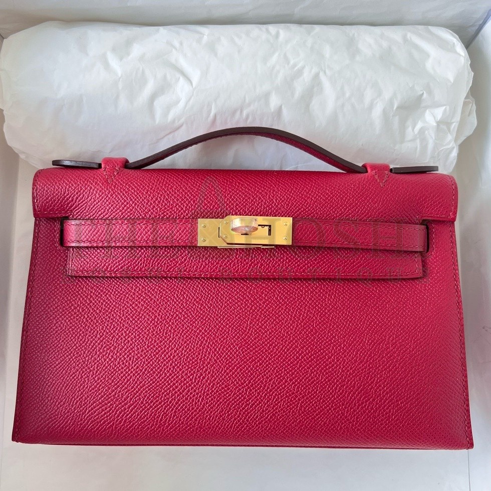 H**me5 Kelly Pochette Handmade Bag In Rouge Grenat Epsom Calfskin Master Quality