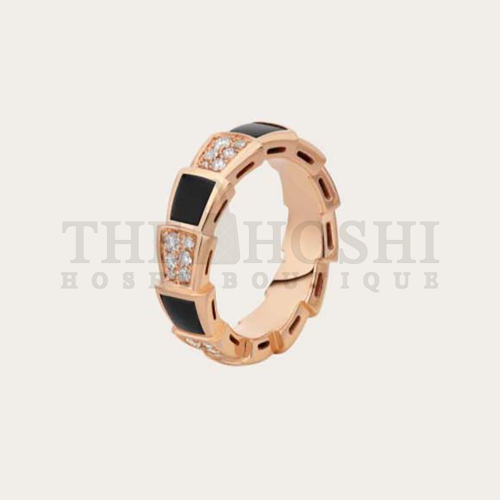 Bv1g*ai Women Serpenti Viper Band Ring in 18 KT Rose Gold-Black Master Quality