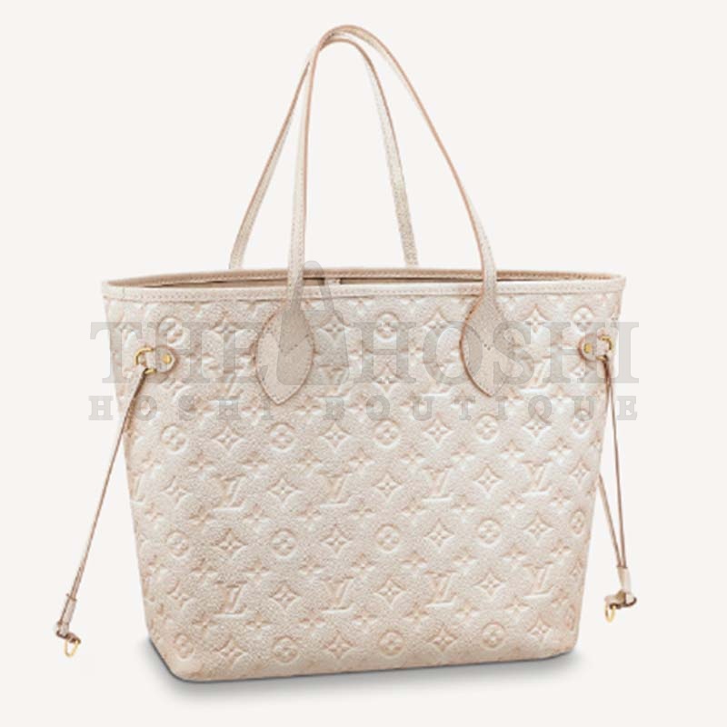 L0vis Vvtt0n Women LV Neverfull MM Carryall Tote Beige Sprayed Embossed Grained Cowhide Master Quality