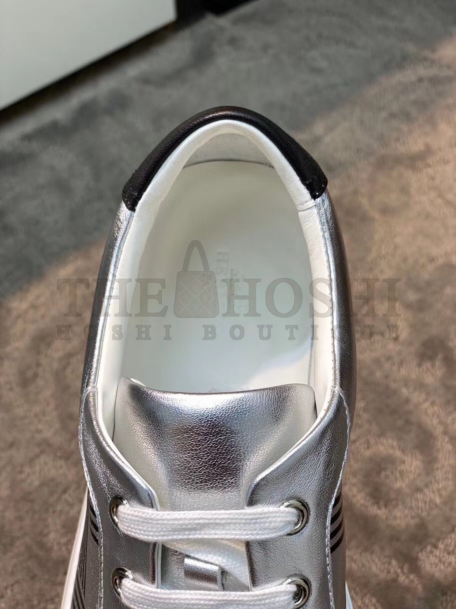 H**me5 Avantage Sneakers In Grey Metallic Leather Master Quality