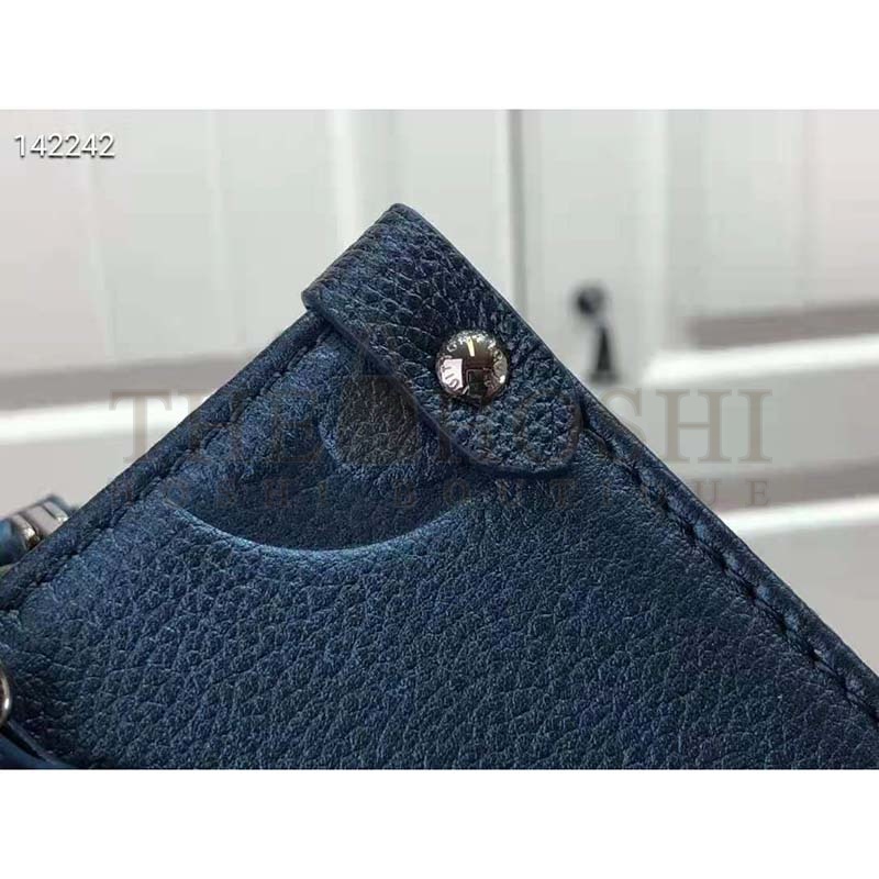 L0vis Vvtt0n LV Women OnTheGo PM Tote Navy Nacre Embossed Grained Cowhide Leather Master Quality