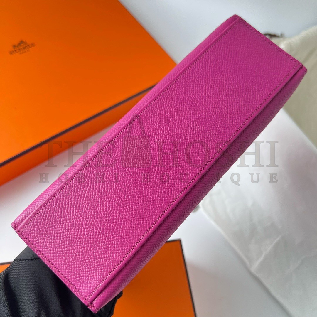 H**me5 Kelly Pochette Handmade Bag In Rose Purple Epsom Calfskin Master Quality