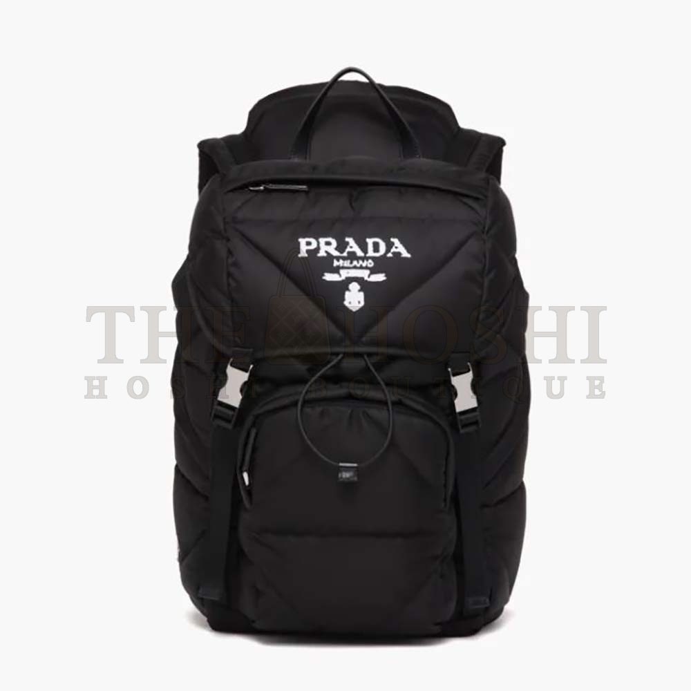 Pra*a Unisex Re-Nylon Padded Backpack with Hood-Black Master Quality