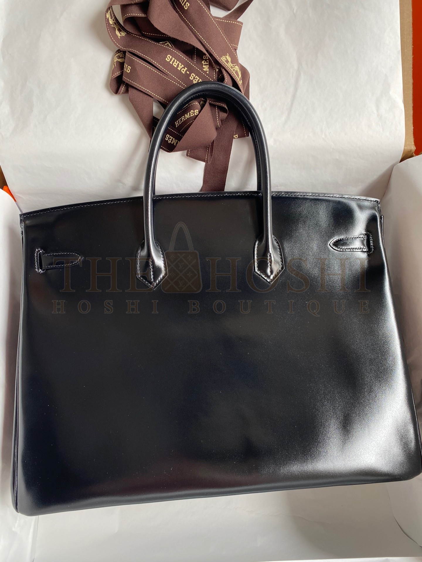 H**me5 Birkin 40 Retourne Handmade Bag In Black Box Calfskin Master Quality