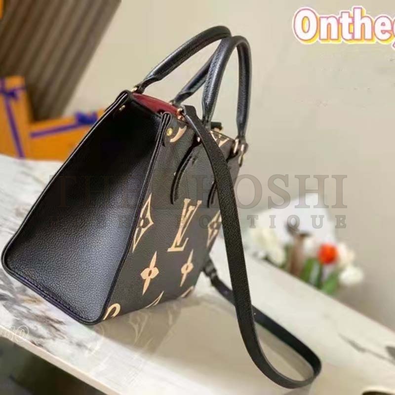 L0vis Vvtt0n LV Women Onthego Tote Black Embossed Grained Cowhide Leather PM M45659 (25 x 19 x 11.5 cm) GM M45945 (41 x 34 x 19 cm) Master Quality