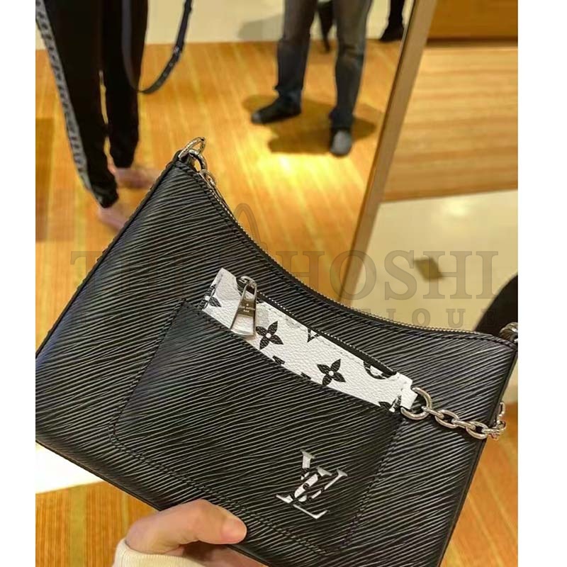 L0vis Vvtt0n LV Women Marelle Handbag Quartz Black Epi Grained Cowhide Canvas Master Quality