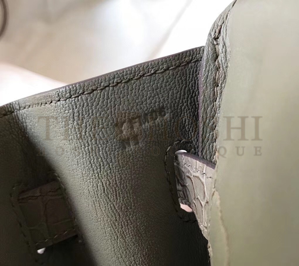 H**me5 Birkin 25cm Bag In Taupe Embossed Crocodile Leather Master Quality