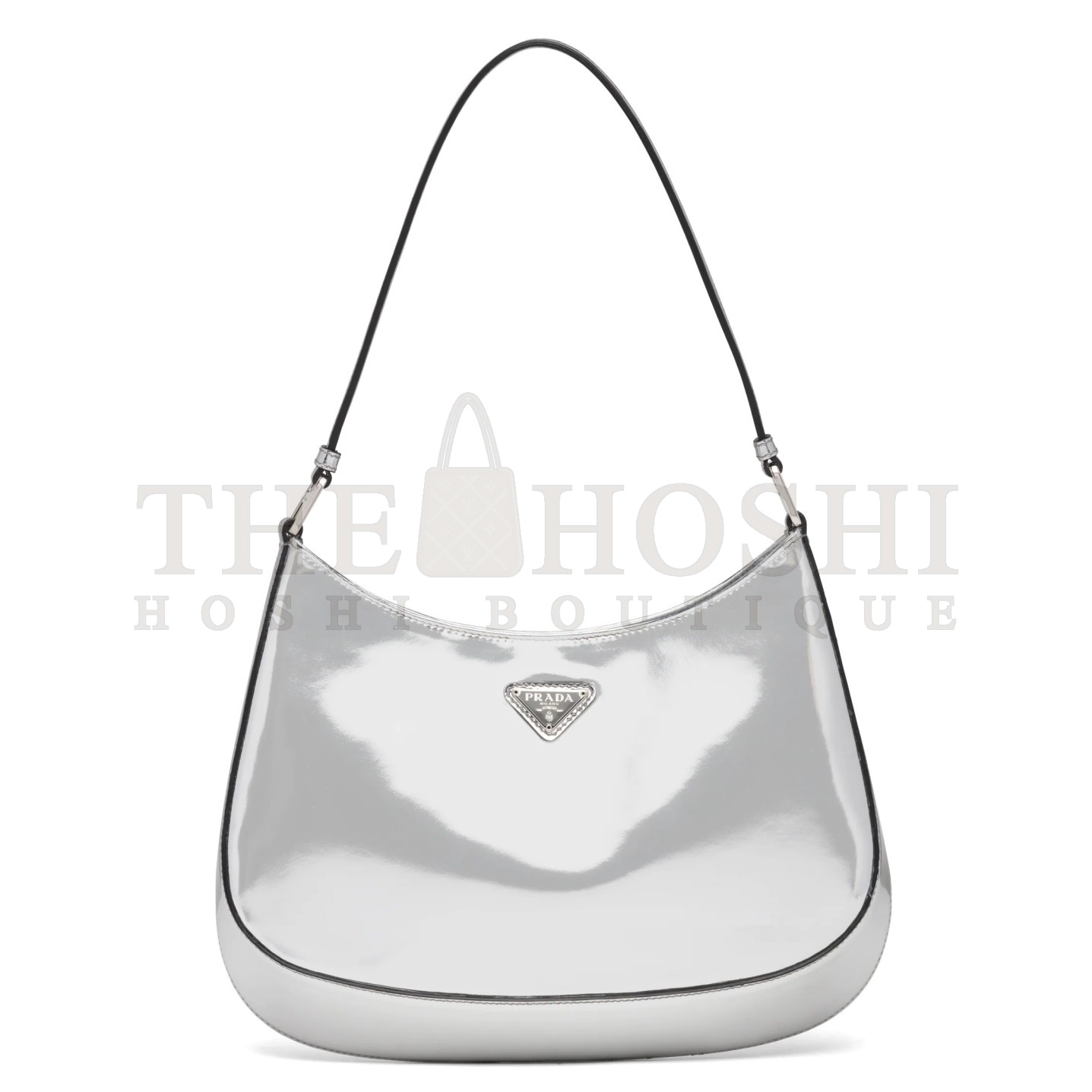 Pra*a Cleo Small Shoulder Bag In Silver Brushed Leather Master Quality