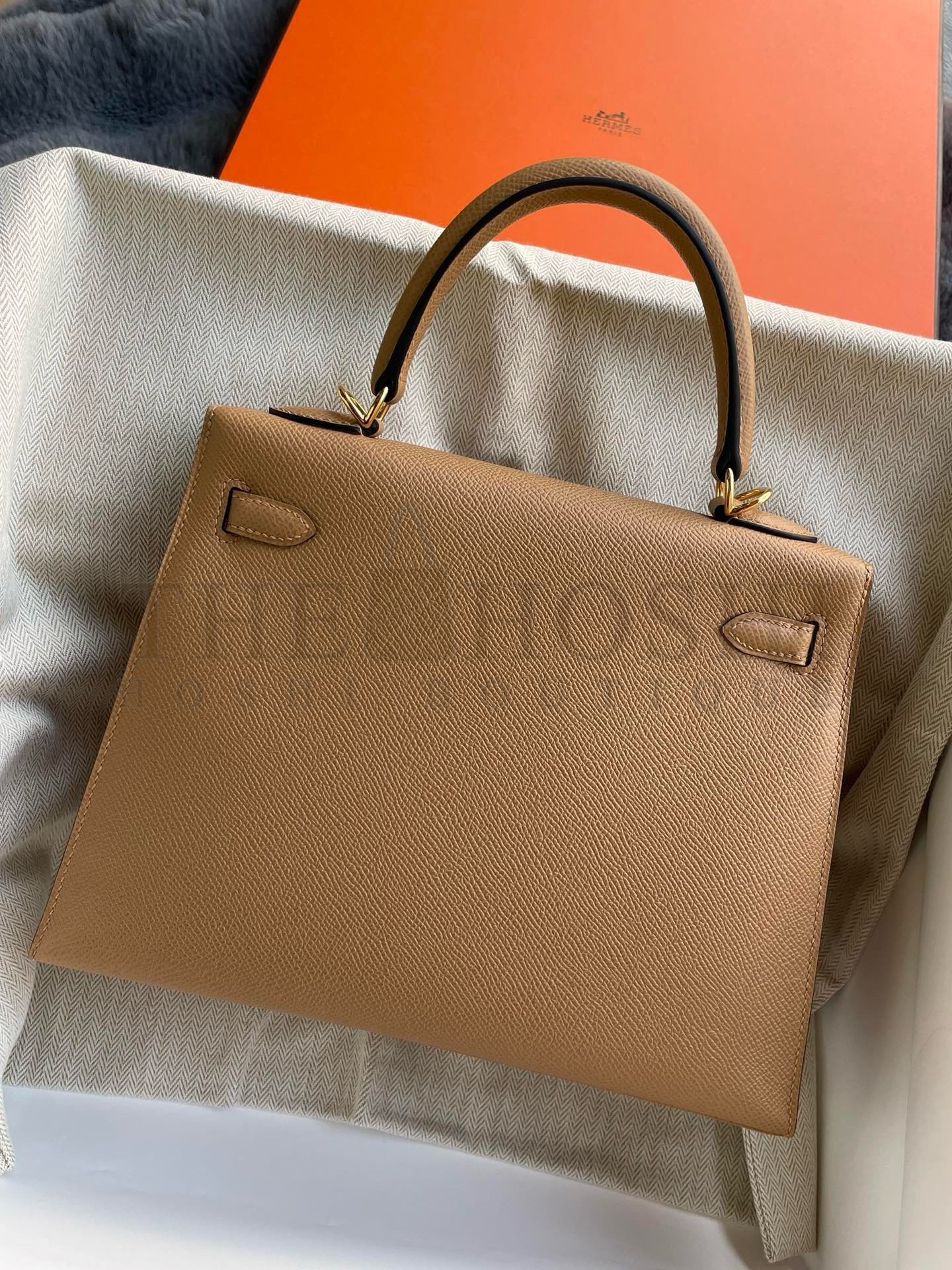 H**me5 Kelly Sellier 25 Handmade Bag In Chai Epsom Calfskin Master Quality