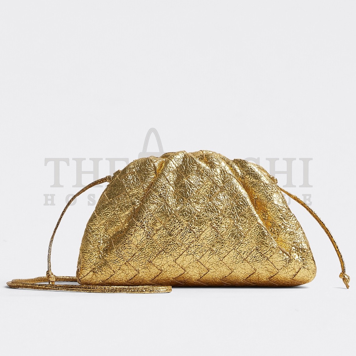 B0tt*ga Ven*ta Mini Pouch with Strap in Gold Metallic Lambskin Master Quality