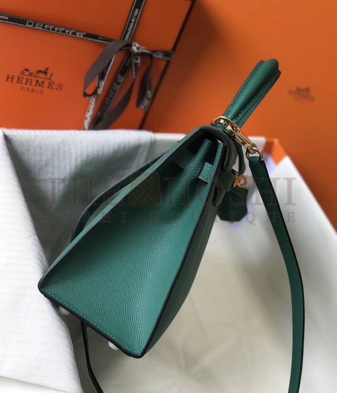 H**me5 Kelly 25cm Sellier Bag In Malachite Epsom Leather Master Quality