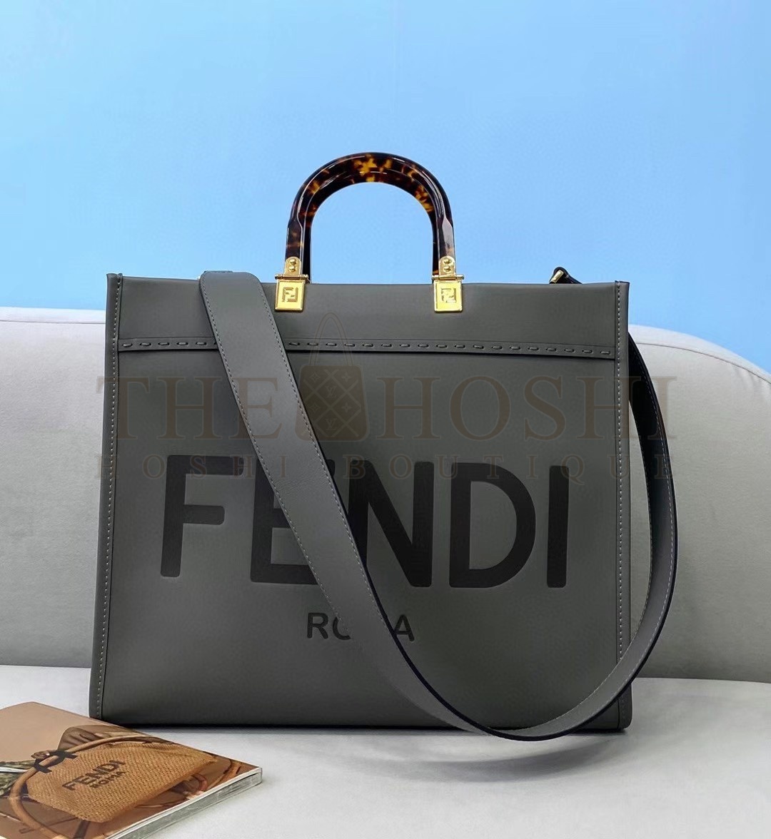 F**di Sunshine Medium Tote Bag In Grey Calfskin Master Quality