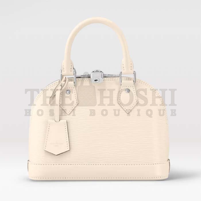 L0vis Vvtt0n LV Women Alma BB Handbag Quartz White Epi Grained Cowhide Leather Master Quality