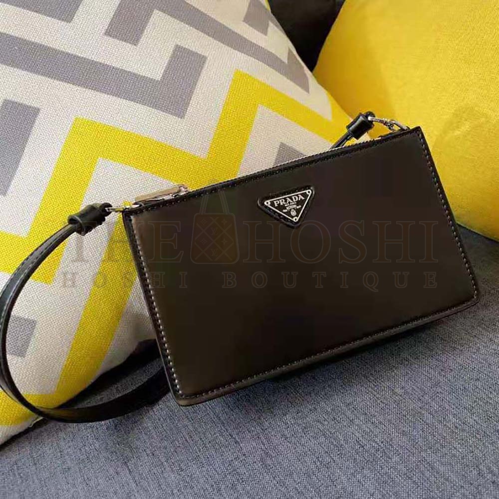 Pra*a Women Brushed Leather Mini-Bag-Black Master Quality