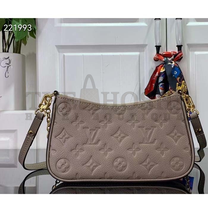 L0vis Vvtt0n LV Women Easy Pouch On Strap Beige Embossed Monogram Empreinte Cowhide Leather Master Quality