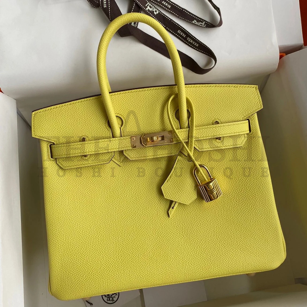 H**me5 Birkin 25 Retourne Handmade Bag In Lime Epsom Calfskin Master Quality