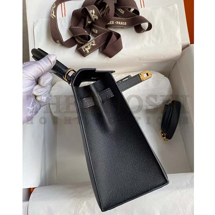 H**me5 Women Kelly Sellier 32 Bag in Togo Leather with Gold Hardware-Black Master Quality