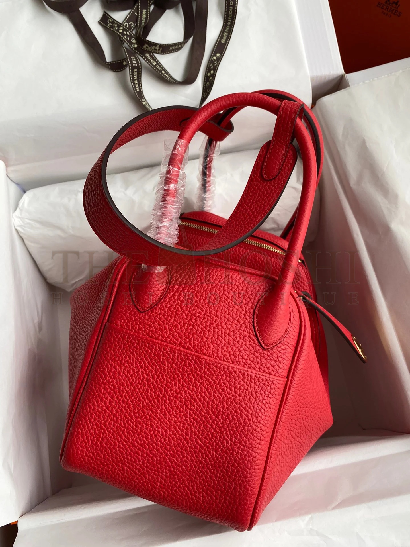H**me5 Lindy 26 Handmade Bag In Red Clemence Leather Master Quality