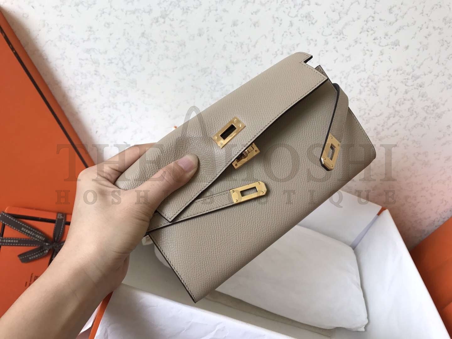 H**me5 Kelly Classic Long Wallet In Grey Epsom Leather Master Quality