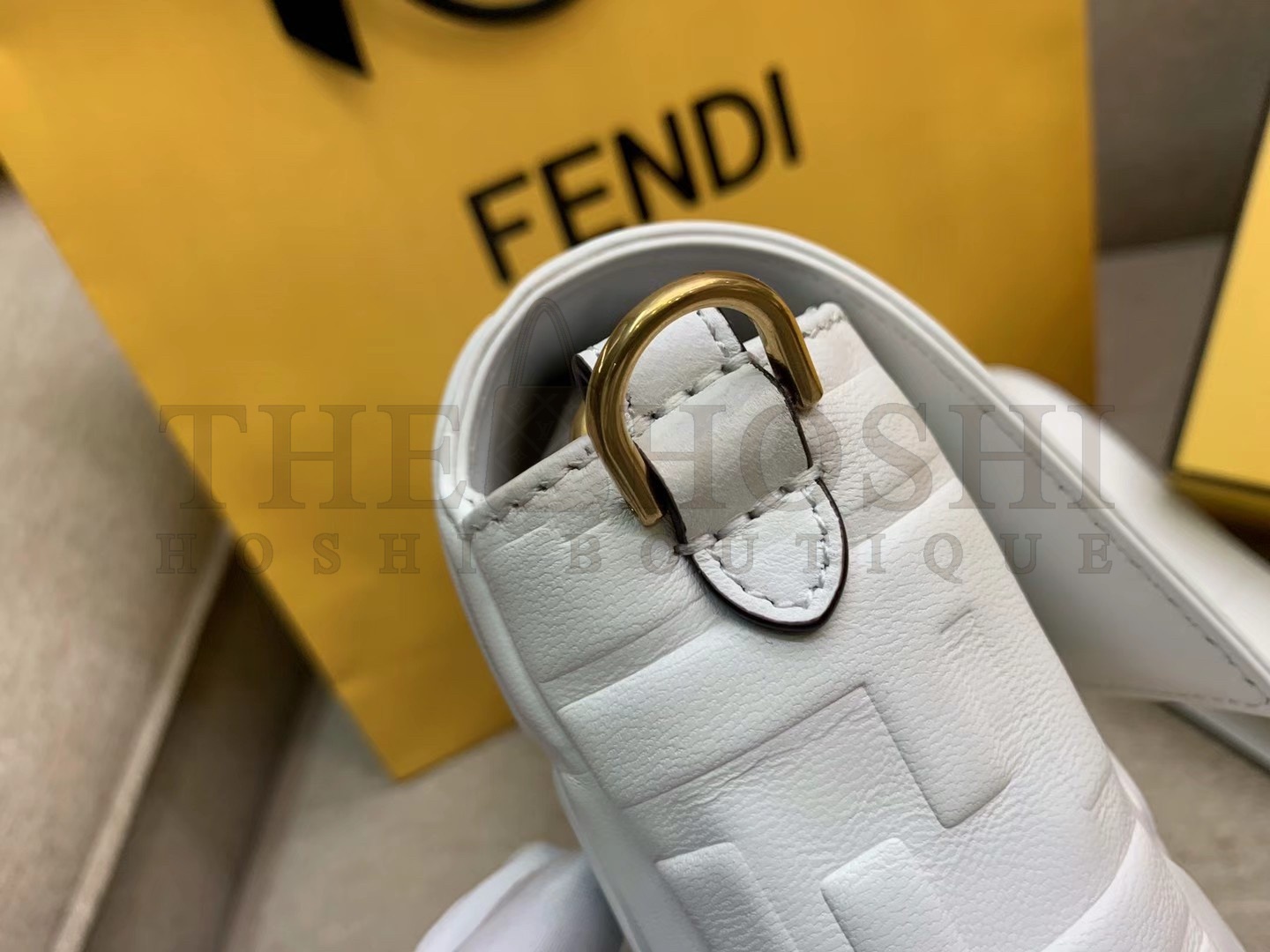 F**di Medium Baguette Bag In White FF Nappa Leather Master Quality