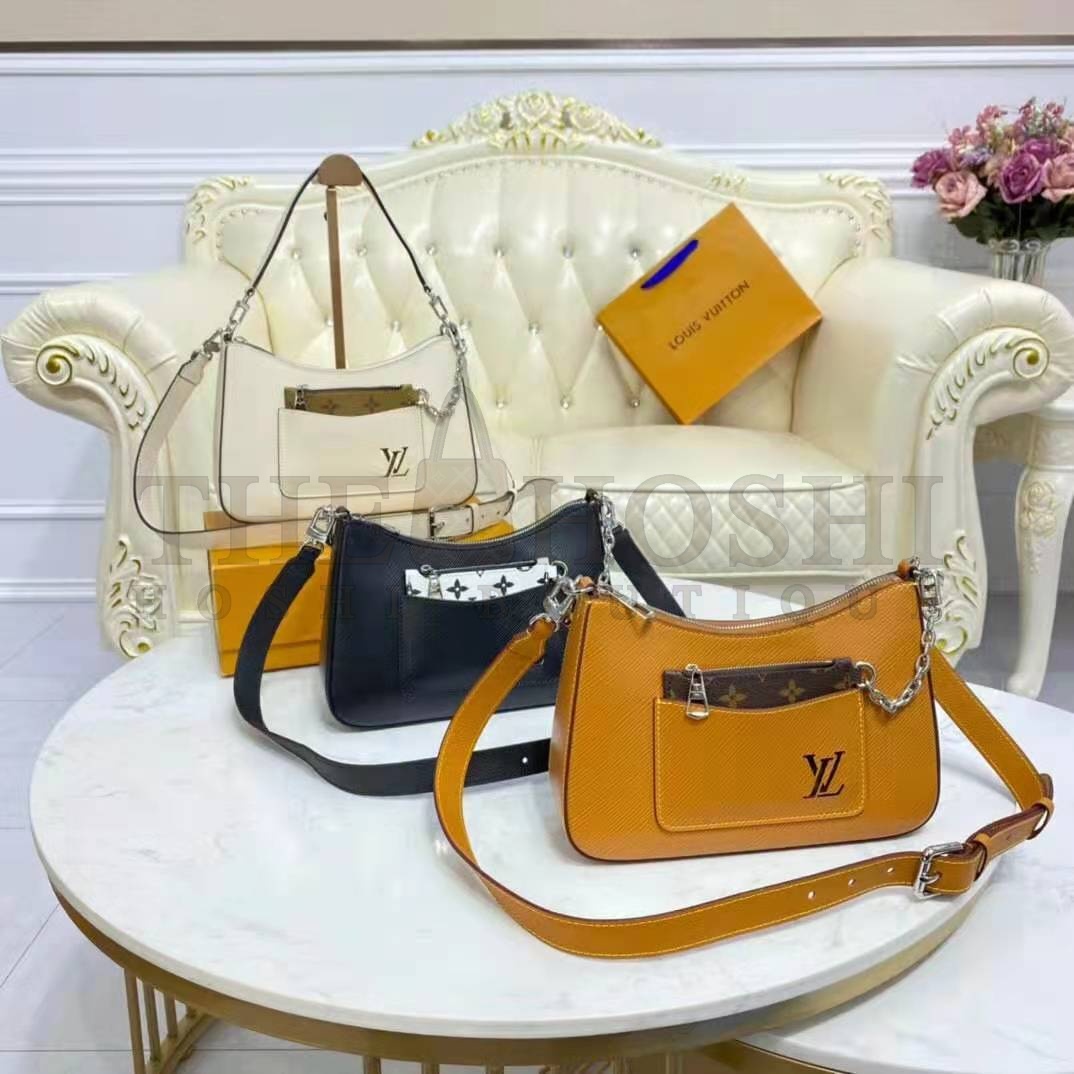 L0vis Vvtt0n LV Women Marelle Handbag Beige Epi Grained Cowhide Leather Canvas Master Quality