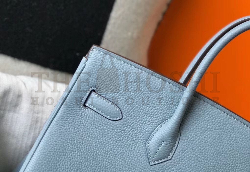 H**me5 Birkin 35 Bag in Blue Lin Clemence Leather with GHW Master Quality