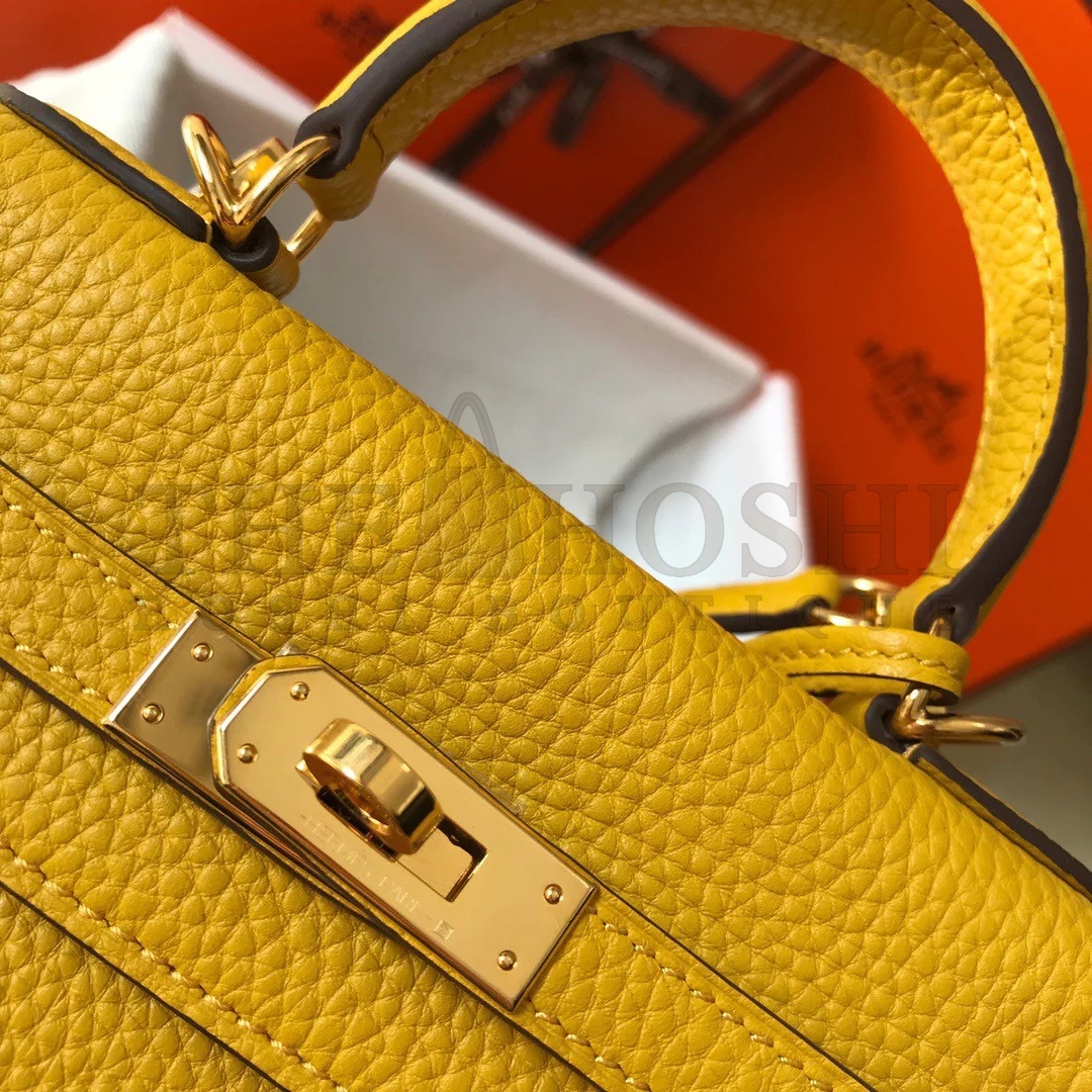 H**me5 Kelly 20cm Bag In Yellow Clemence Leather GHW Master Quality
