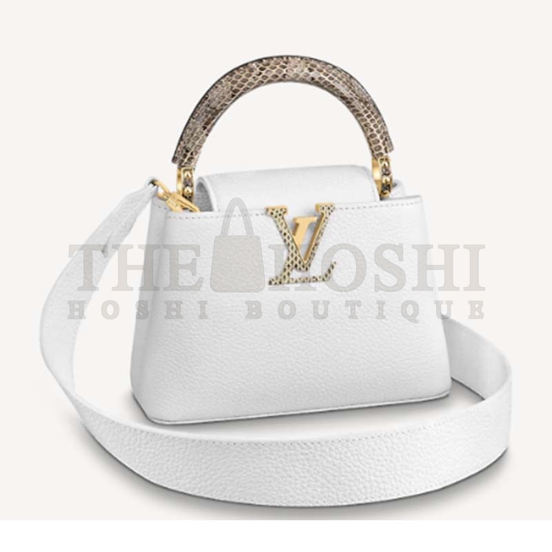 L0vis Vvtt0n LV Women Capucines Mini Handbag White Taurillon Leather Master Quality