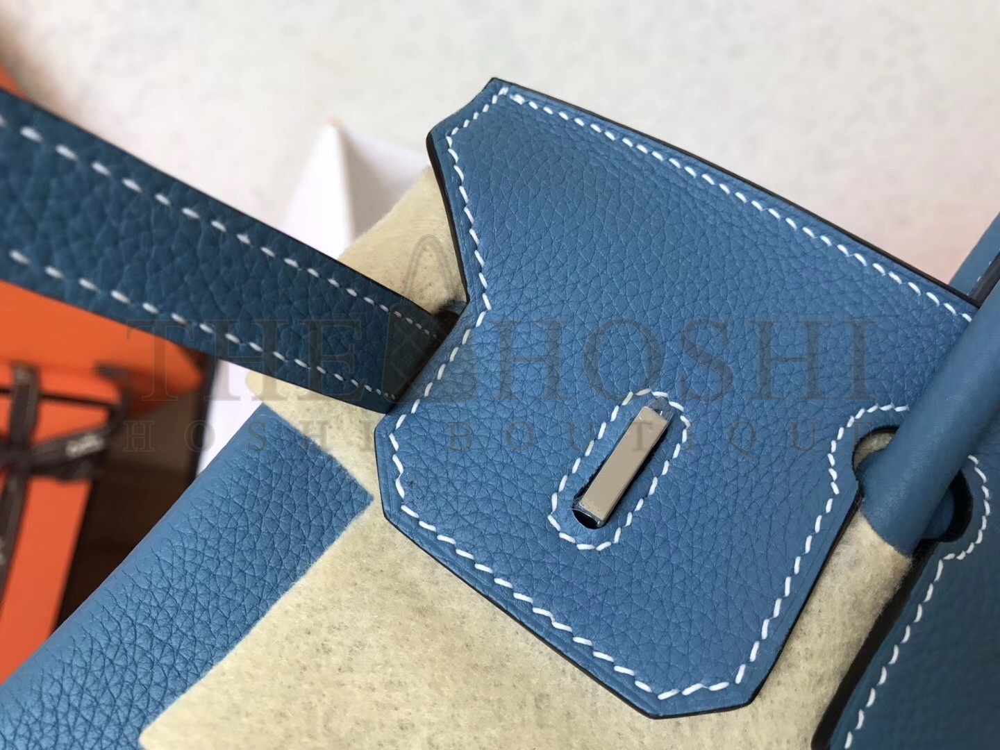 H**me5 Blue Jean Birkin 25cm Clemence Handmade Bag Master Quality