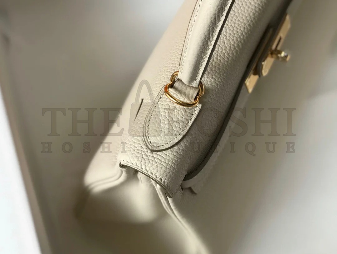 H**me5 Kelly 28cm Retourne Bag in Craie Clemence Leather GHW Master Quality