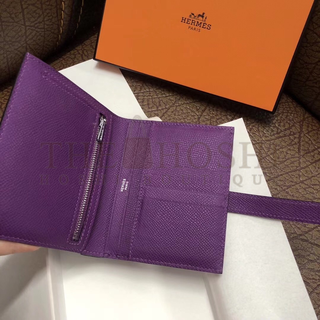 H**me5 Bearn Compact Wallet In Purple Epsom Leather Master Quality