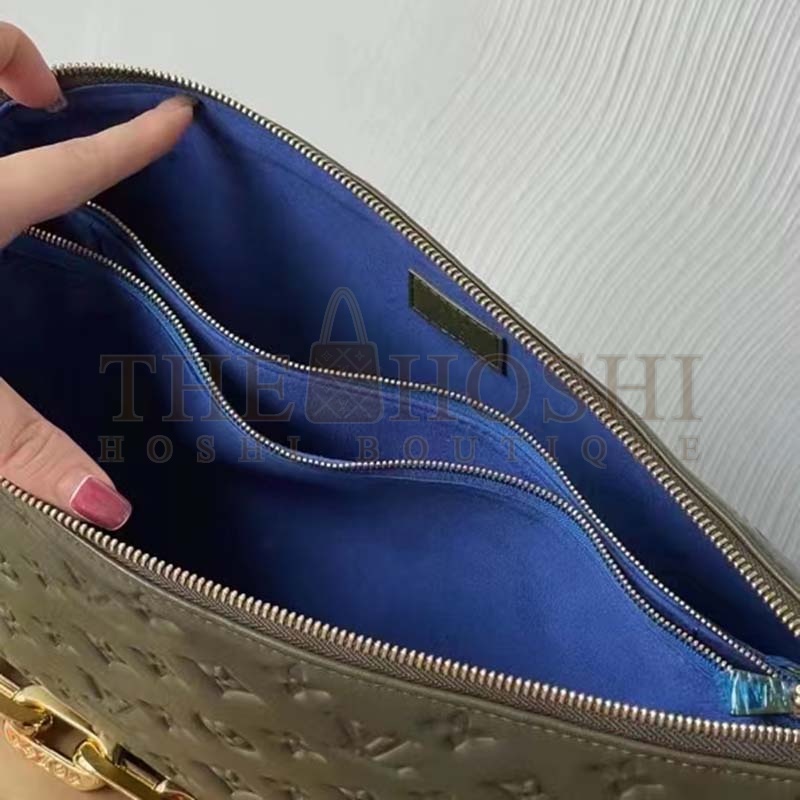 L0vis Vvtt0n LV Women Coussin MM Handbag Khaki Monogram Embossed Puffy Lambskin Master Quality