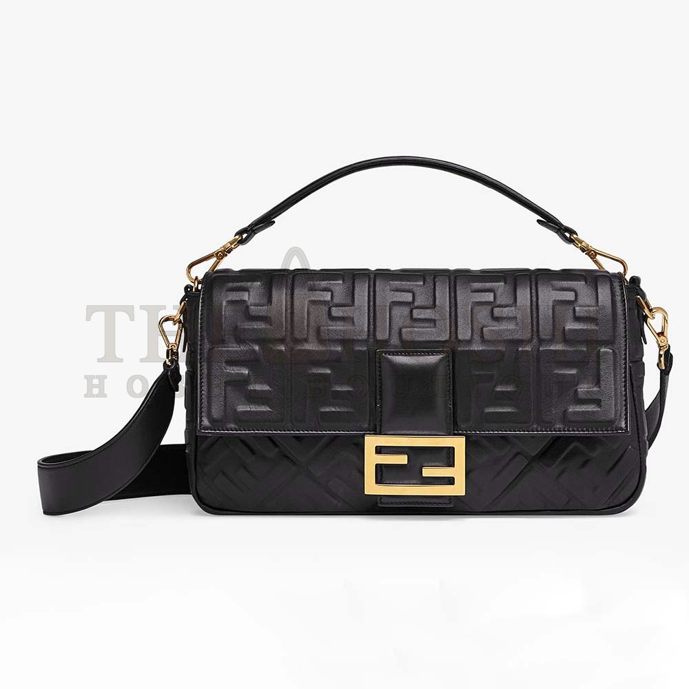 F**di Women Iconic Large Baguette Leather Bag-Black Master Quality