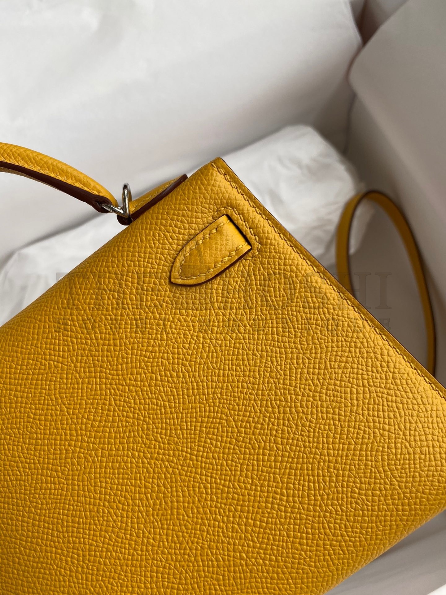 H**me5 Kelly Mini II Sellier Handmade Bag In Jaune Ambre Epsom Calfskin Master Quality